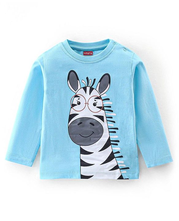 Babyhug Cotton Knit   Full Sleeves T-Shirts with Striped & Animal Print Pack of 7 - Blue Yellow & Red
