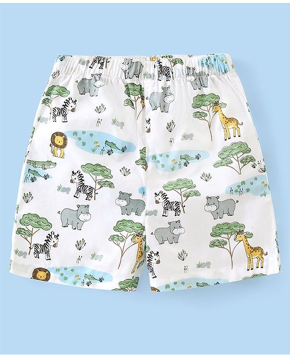 Babyhug Cotton Knee Length Boxers Animal & Vehicle Print Pack of 3 - Multicolour