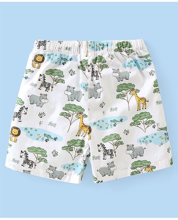 Babyhug Cotton Knee Length Boxers Animal & Vehicle Print Pack of 3 - Multicolour