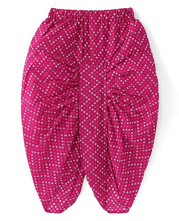 Babyhug Cotton Woven Full Sleeves Floral Printed Kurta & Dhoti Set - Dark Pink