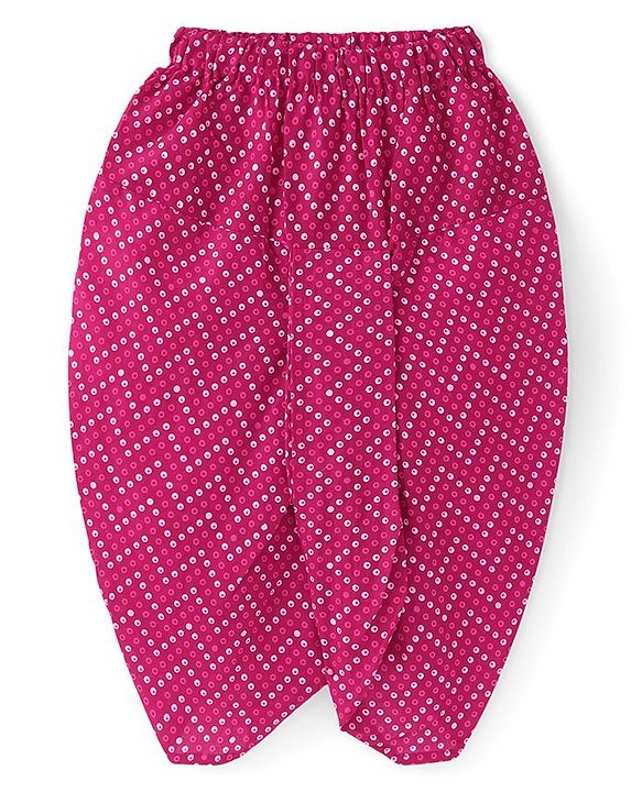Babyhug Cotton Woven Full Sleeves Floral Printed Kurta & Dhoti Set - Dark Pink