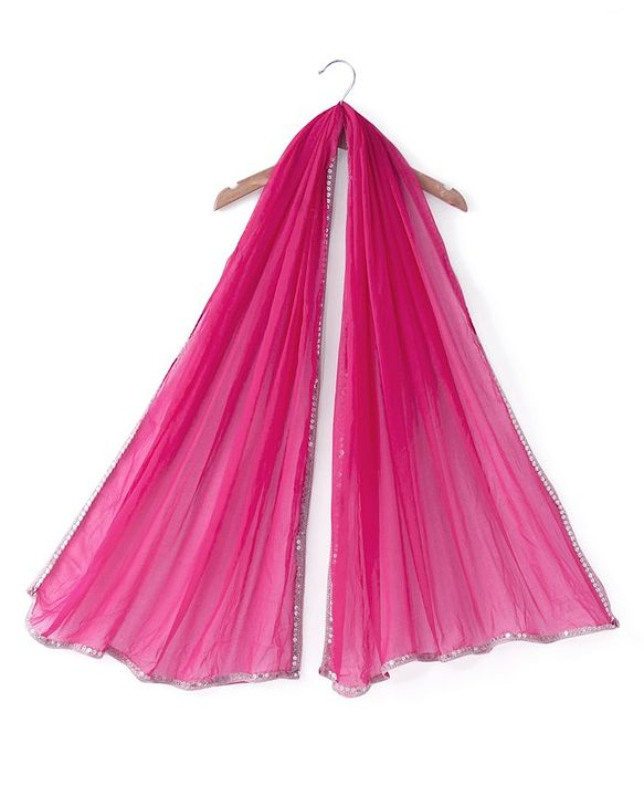 Babyhug Woven Sleeveless Brocade Kurti Palazzo & Dupatta Set Kolka Print - Fuschia