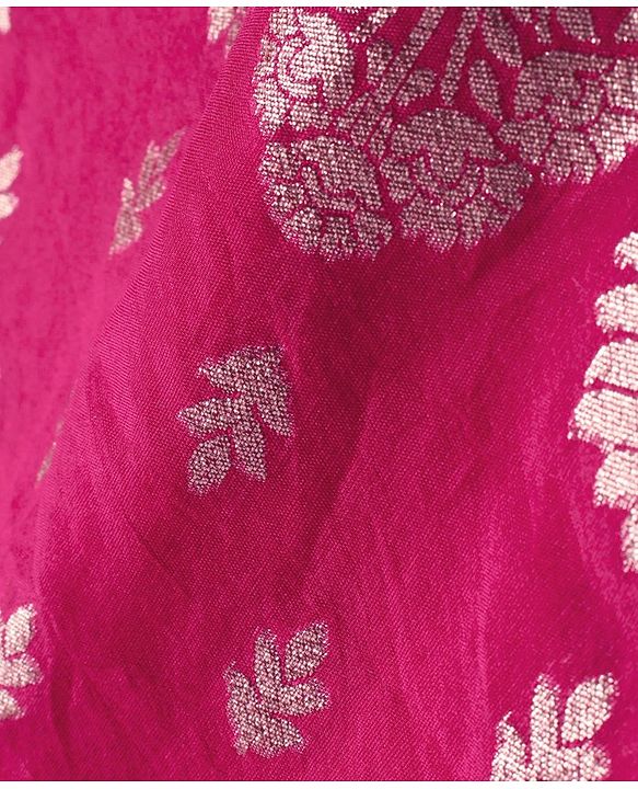 Babyhug Woven Sleeveless Brocade Kurti Palazzo & Dupatta Set Kolka Print - Fuschia