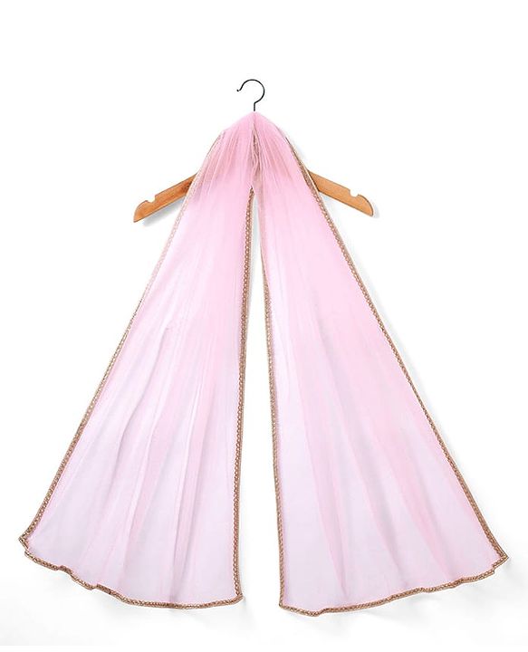 Babyhug Woven Sleeveless Floral Printed Kurta Gharara & Dupatta with Lace Detailing - Pink