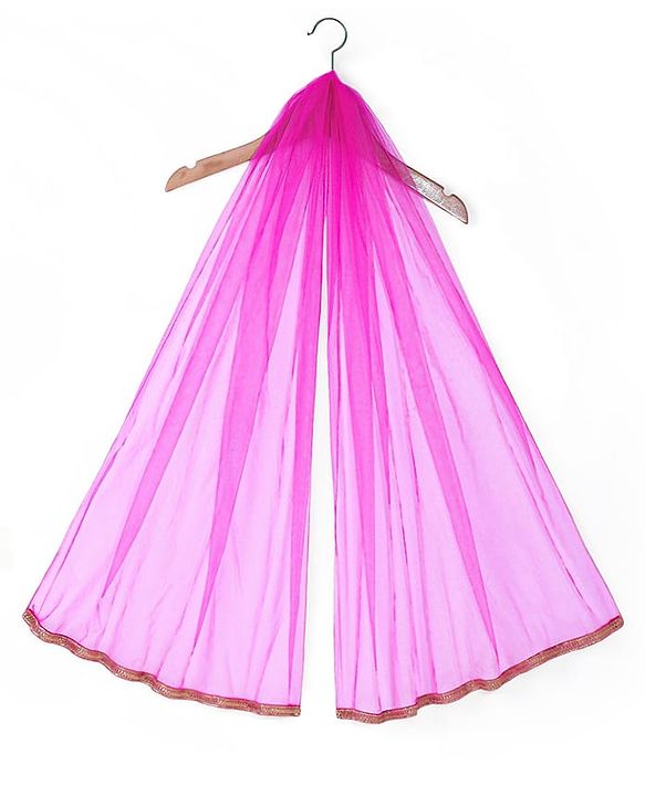Babyhug Woven Sleeveless Sequin Embroidered One Shoulder Top With Palazzo & Dupatta- Fuschia