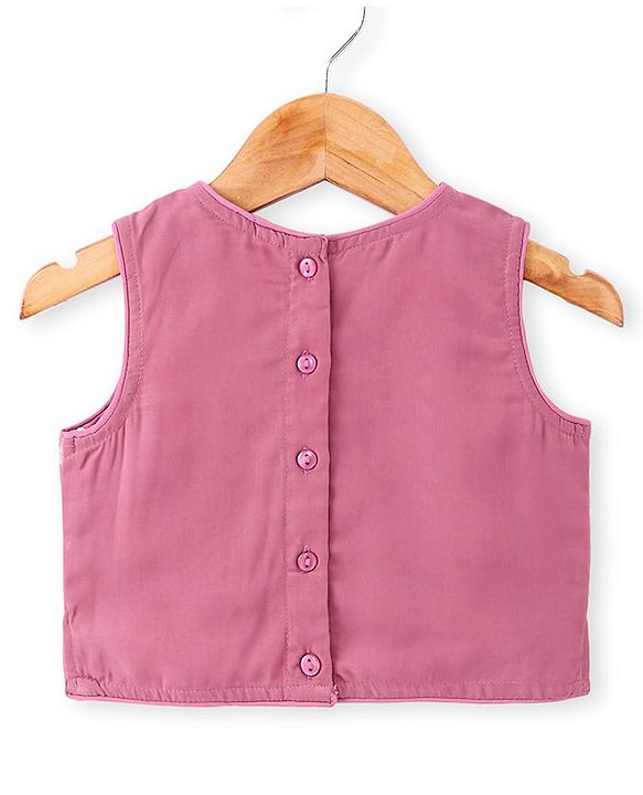 Babyhug Woven Three Fourth Sleeves Embroidered Top & Palazzo Set with Shrug Foil Embroidery - Rose Gold