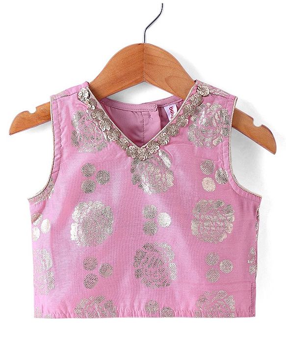 Babyhug Sleeveless Sequinned  Embroidered Top with Sharara & Dupatta Indowestern Set - Pink