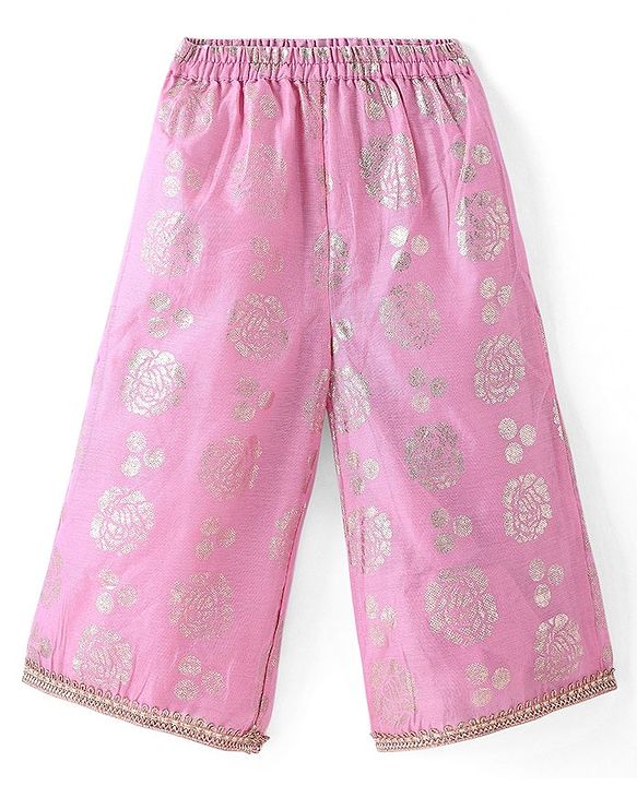 Babyhug Sleeveless Sequinned  Embroidered Top with Sharara & Dupatta Indowestern Set - Pink