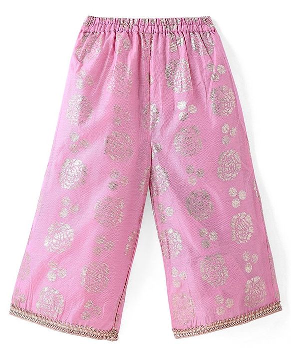 Babyhug Sleeveless Sequinned  Embroidered Top with Sharara & Dupatta Indowestern Set - Pink