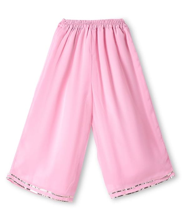 Babyhug Georgette Woven Singlet Sleeves Sequin Embroidered Kurti Palazzo Set with Dupatta - Pink