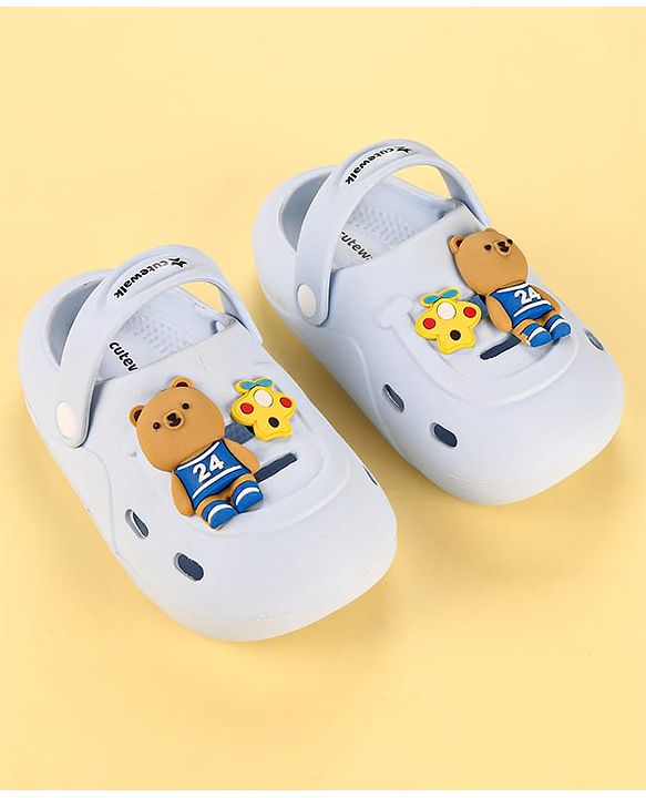 Cute Walk by Babyhug Clogs with Backstrap Bear Applique - Blue
