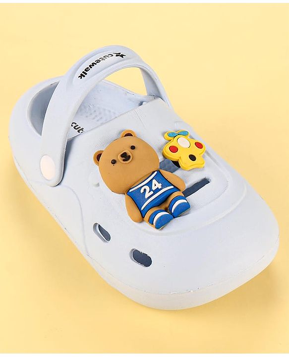 Cute Walk by Babyhug Clogs with Backstrap Bear Applique - Blue