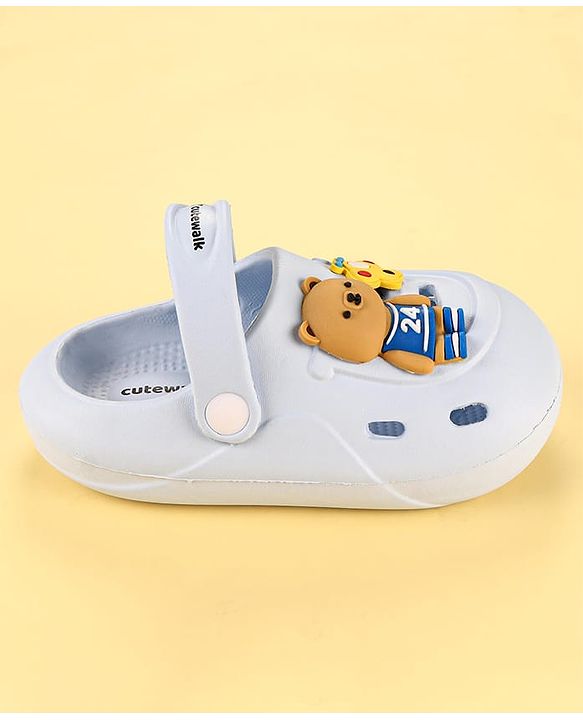 Cute Walk by Babyhug Clogs with Backstrap Bear Applique - Blue