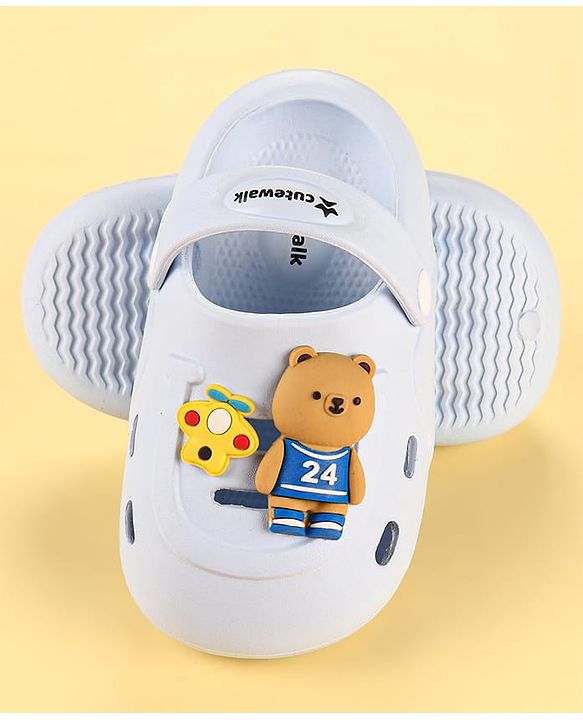 Cute Walk by Babyhug Clogs with Backstrap Bear Applique - Blue