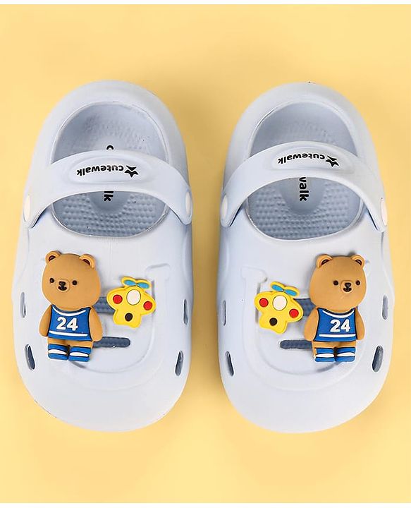 Cute Walk by Babyhug Clogs with Backstrap Bear Applique - Blue