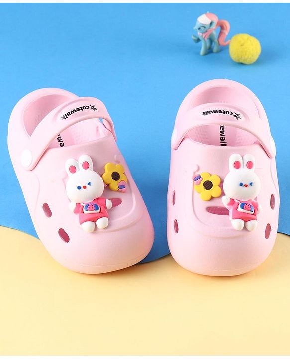 Cute Walk by Babyhug Clogs with Backstrap Bunny Applique - Pink