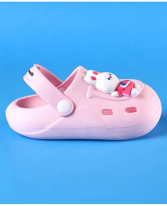 Cute Walk by Babyhug Clogs with Backstrap Bunny Applique - Pink