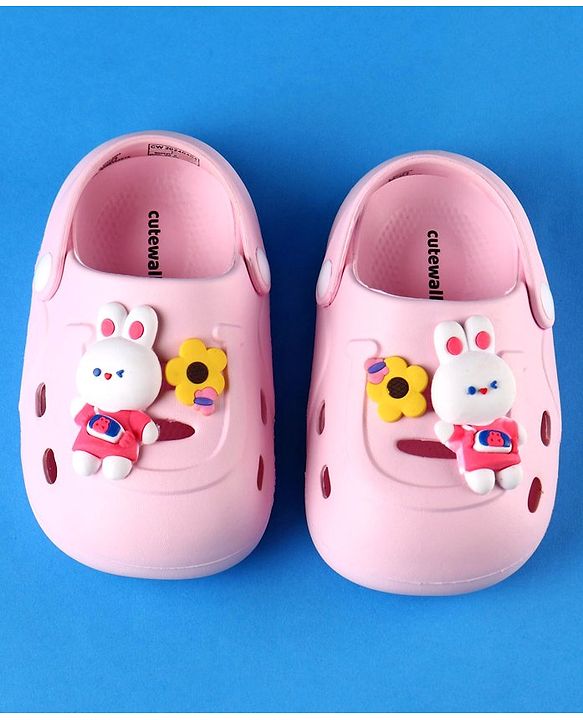 Cute Walk by Babyhug Clogs with Backstrap Bunny Applique - Pink