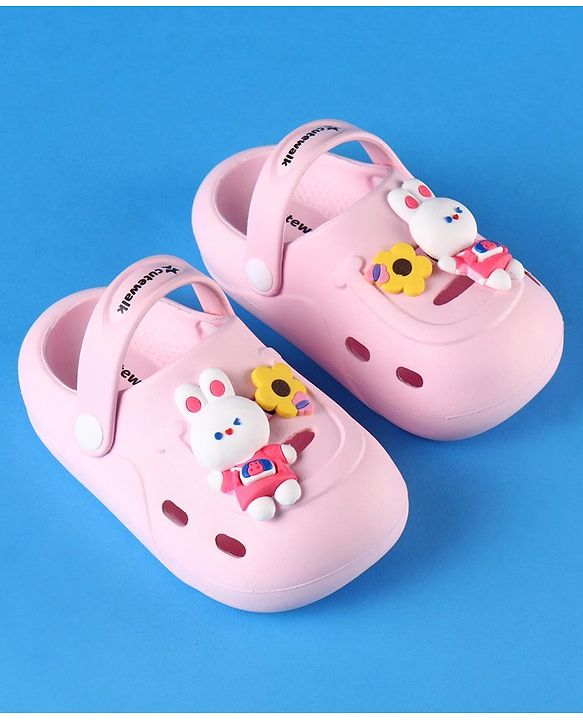 Cute Walk by Babyhug Clogs with Backstrap Bunny Applique - Pink