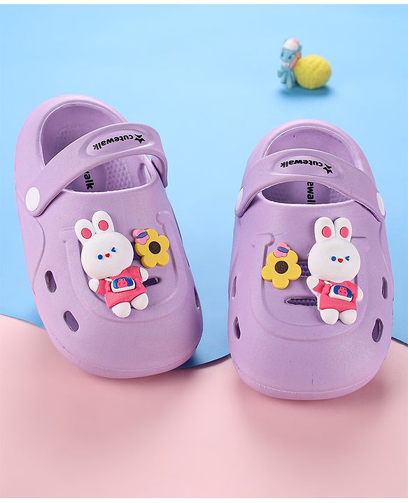 Cute Walk by Babyhug Clogs with Backstrap Bunny Applique - Pink