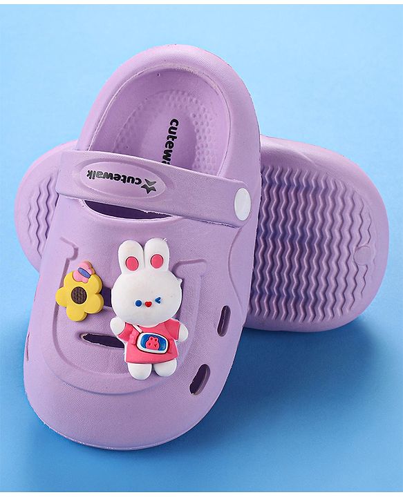 Cute Walk by Babyhug Clogs with Backstrap Bunny Applique - Pink
