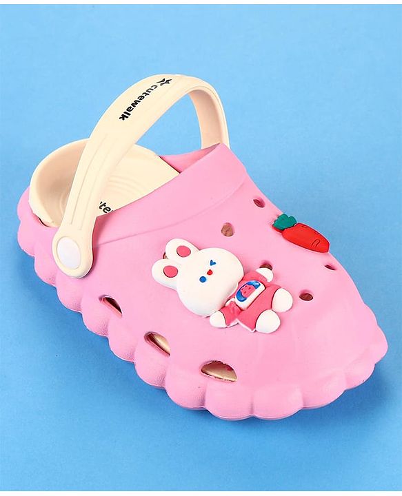 Cute Walk by Babyhug Clogs with Backstrap Bunny Applique - Pink