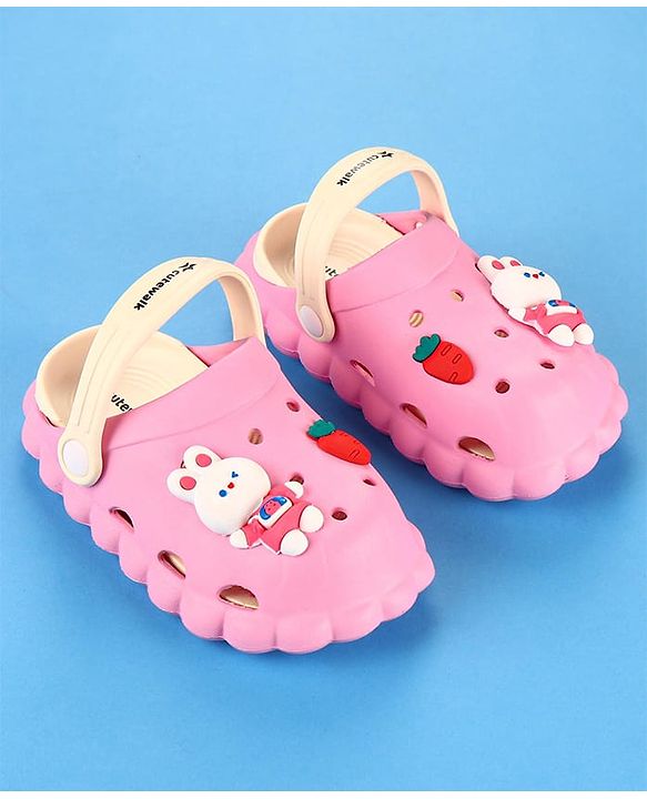 Cute Walk by Babyhug Clogs with Backstrap Bunny Applique - Pink