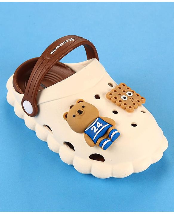Cute Walk by Babyhug Clogs with Backstrap Bear Applique - Light Brown