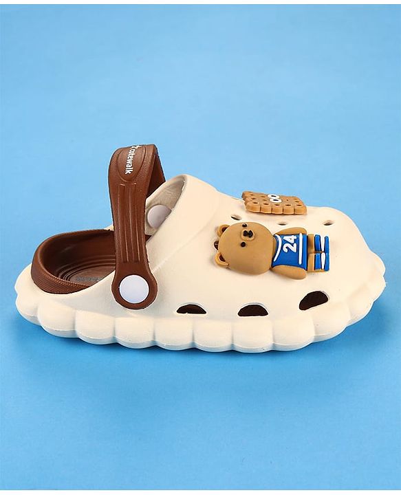 Cute Walk by Babyhug Clogs with Backstrap Bear Applique - Light Brown