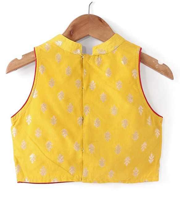 Babyhug Sleeveless  Brocade Choli Lehenga & Dupatta Set - Yellow & Red