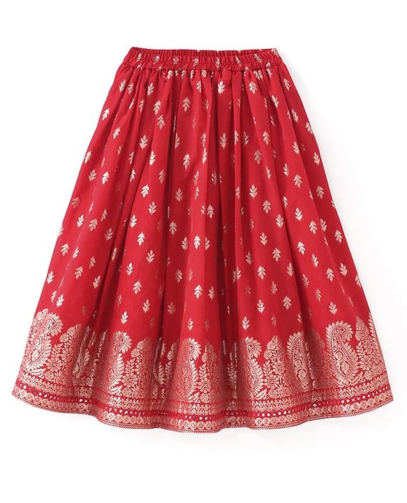 Babyhug Sleeveless  Brocade Choli Lehenga & Dupatta Set - Yellow & Red