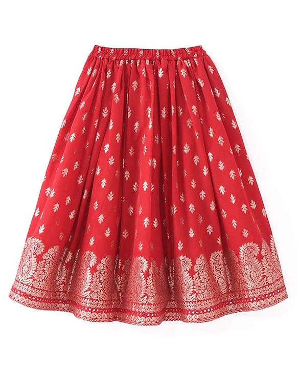 Babyhug Sleeveless  Brocade Choli Lehenga & Dupatta Set - Yellow & Red