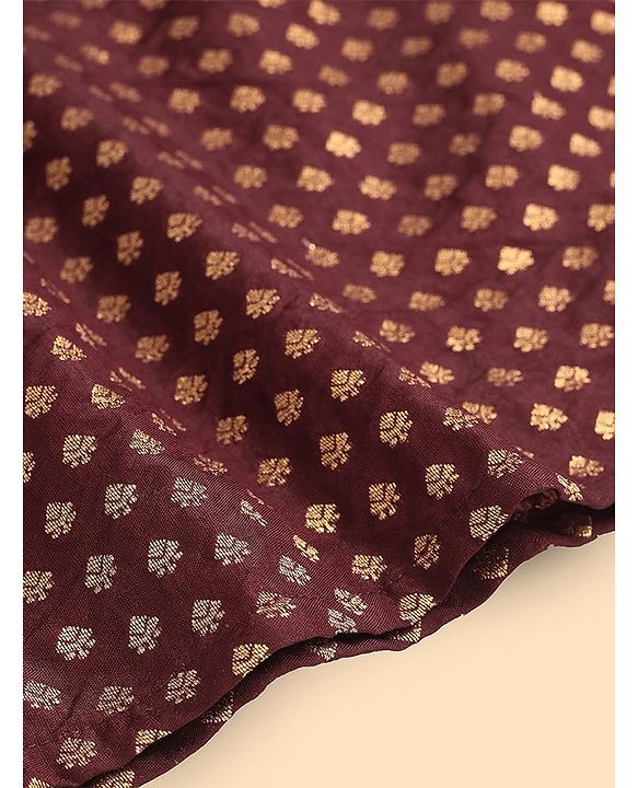 Babyhug Cotton Woven Full Sleeves Kurta & Pyjama Set With Floral Foil Print - Wine