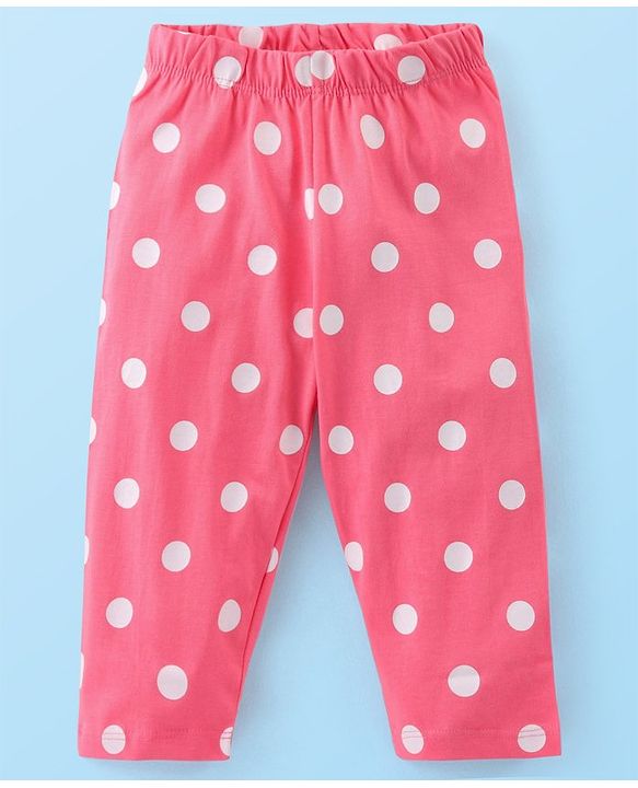 Babyhug Cotton Knit Frill Sleeves Peter Pan Collared Night Suit With Polka Dot Print Pack of 2- Pink & White