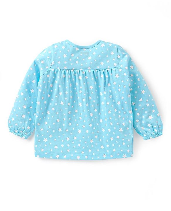 Babyhug Cotton Knit  Full Sleeves Night Suit  Star Print- Blue
