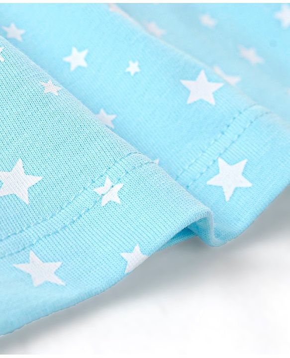 Babyhug Cotton Knit  Full Sleeves Night Suit  Star Print- Blue