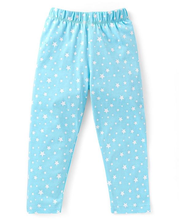 Babyhug Cotton Knit  Full Sleeves Night Suit  Star Print- Blue