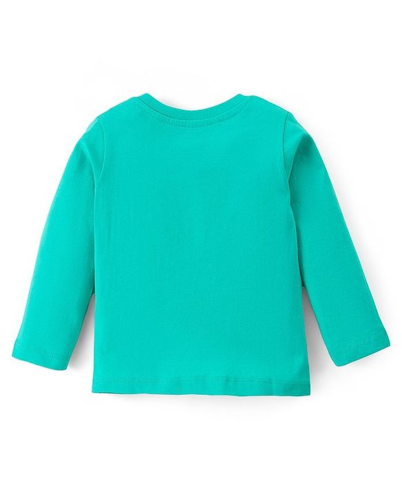 Babyhug Cotton Knit Full Sleeves Tee with Text  Print - Green