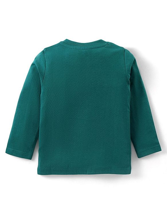 Babyhug Cotton Knit Full Sleeves T-Shirt with Text Print - Green