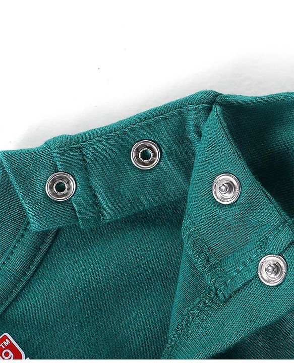 Babyhug Cotton Knit Full Sleeves T-Shirt with Text Print - Green