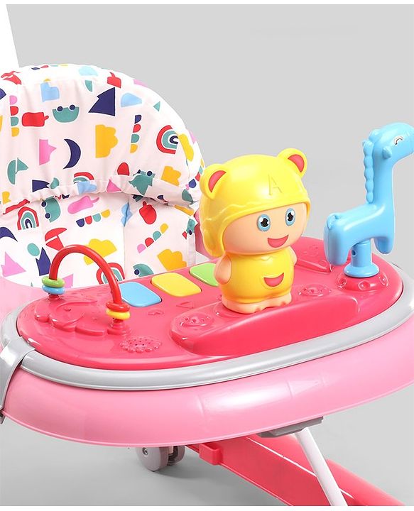Babyhug Baby Walker with Parental Handle and Musical Toy Tray - Blue