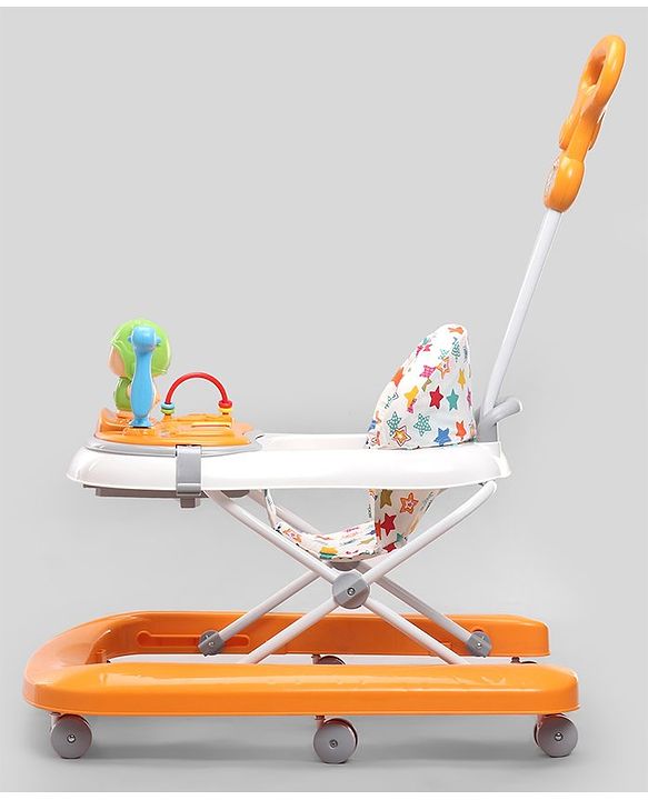 Babyhug Baby Walker with Parental Handle and Musical Toy Tray - Blue