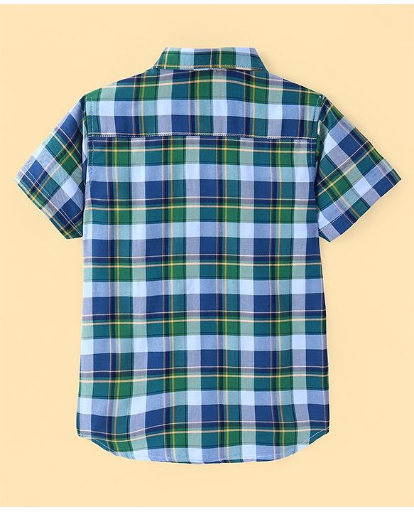 Pine Kids Cotton Woven Half  Sleeves Checks Shirt with Inner T-Shirt- Multicolour