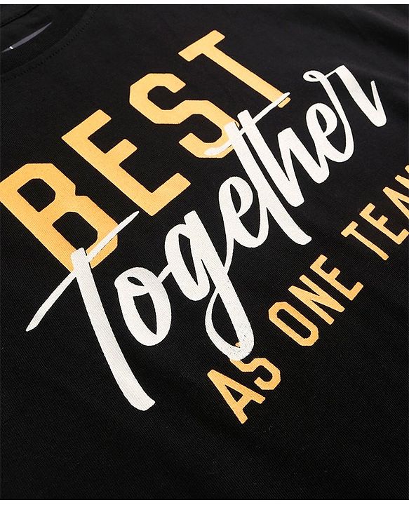 Pine Kids Cotton Woven Full Sleeves Check Shirt with Best Together Printed T-Shirt - Yellow & Black