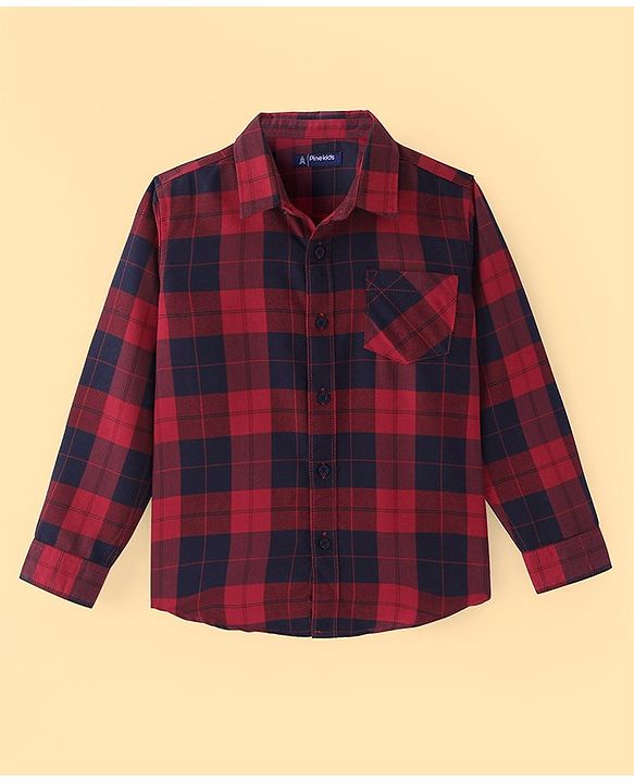 Pine Kids  Cotton Woven Full Sleeves Checks Shirt with Best Together Printed  T- Shirt -Red & White