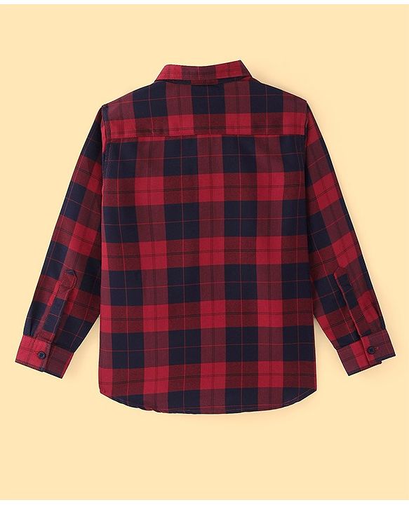 Pine Kids  Cotton Woven Full Sleeves Checks Shirt with Best Together Printed  T- Shirt -Red & White