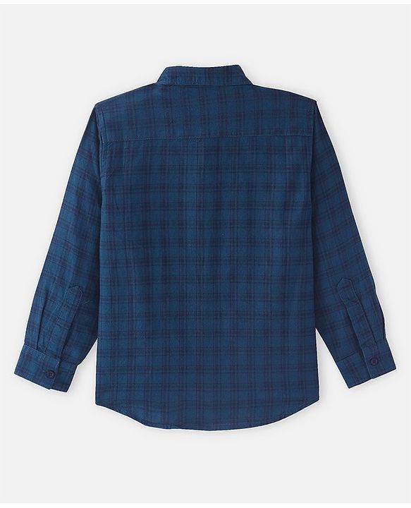 Pine Kids Cotton Woven Full Sleeves  Checked Shirt with T-Shirt-  Peacock Green