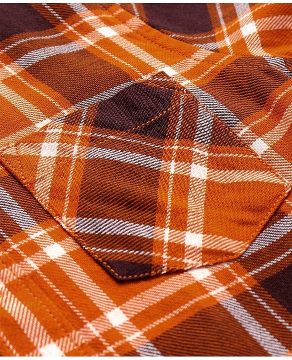 Pine Kids Cotton Woven Full Sleeves  Checked Shirt with T-Shirt- Orange