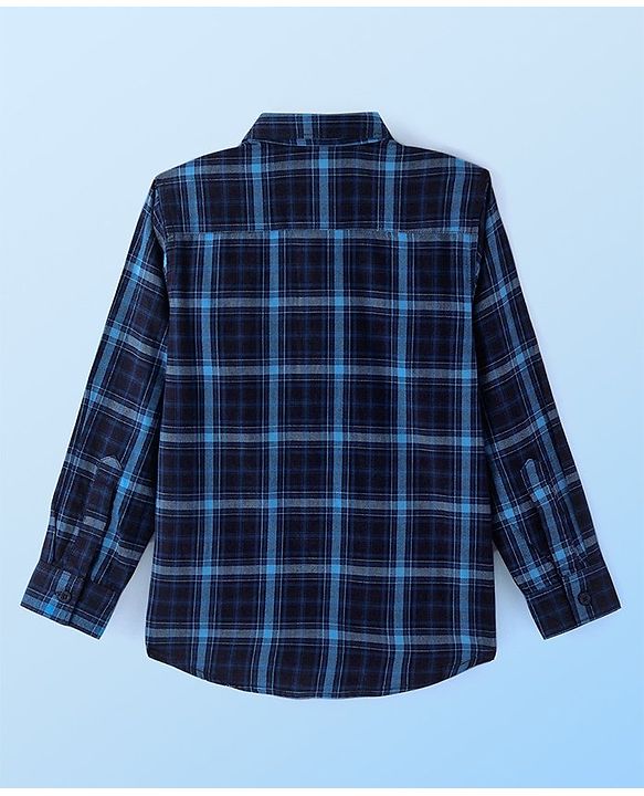 Pine Kids Cotton Woven Full Sleeves Checks Shirt with Basketball Printed T- Shirt -Blue & White