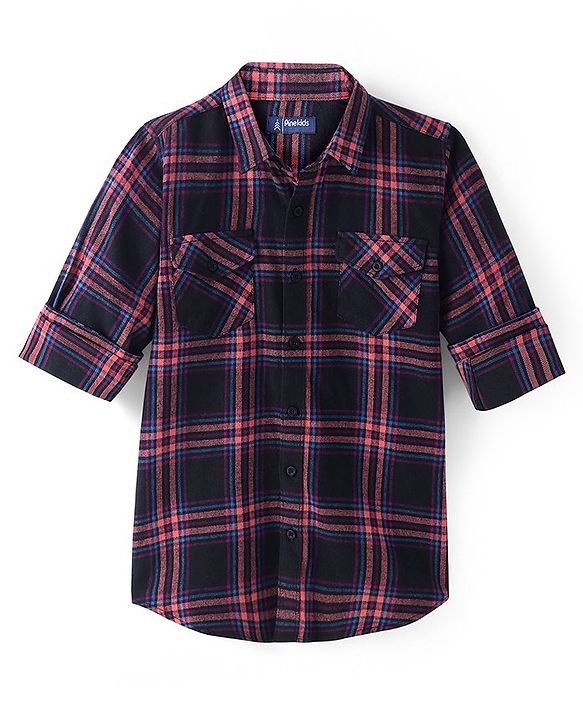 Pine Kids Cotton Woven Full Sleeves Checked Shirt- Multicolour